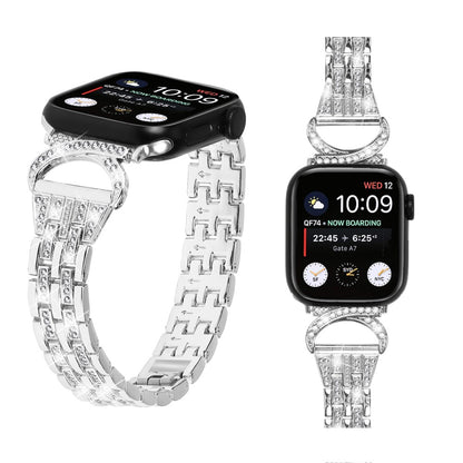 Super Sejt Metal Og Rhinsten Universal Rem passer til Apple Smartwatch - Sølv#serie_4