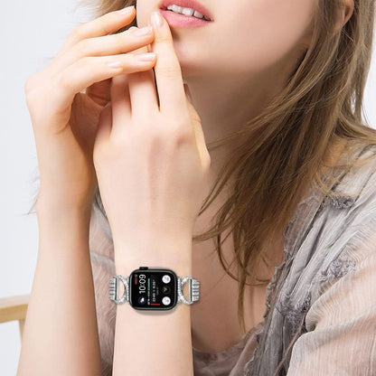 Super Sejt Metal Og Rhinsten Universal Rem passer til Apple Smartwatch - Sølv#serie_4