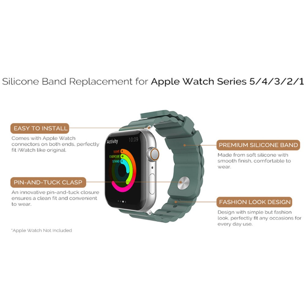 Mega Cool Silikone Universal Rem passer til Apple Smartwatch - Grøn#serie_3