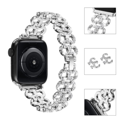 Super Smuk Metal Og Rhinsten Universal Rem passer til Apple Smartwatch - Sølv#serie_4