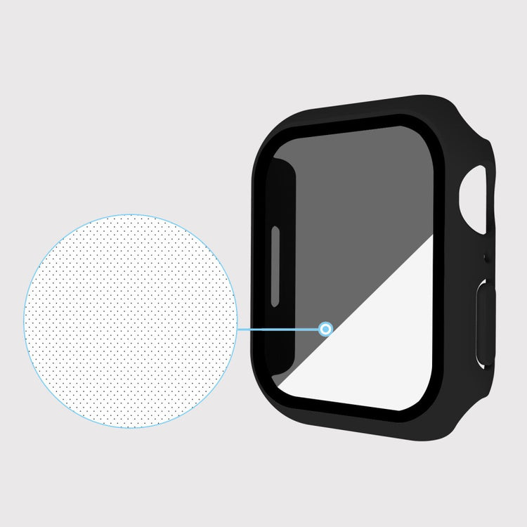 Mega Godt Universal Cover med Skærmbeskytter i Plastik og Hærdet Glas passer til Apple Watch Series 8 (45mm) / Apple Watch Series 7 45mm - Sort#serie_1