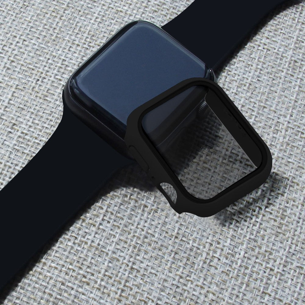 Mega Godt Universal Cover med Skærmbeskytter i Plastik og Hærdet Glas passer til Apple Watch Series 8 (45mm) / Apple Watch Series 7 45mm - Sort#serie_1