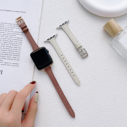 Stilren Ægte Læder Og Metal Universal Rem passer til Apple Smartwatch - Sort#serie_4
