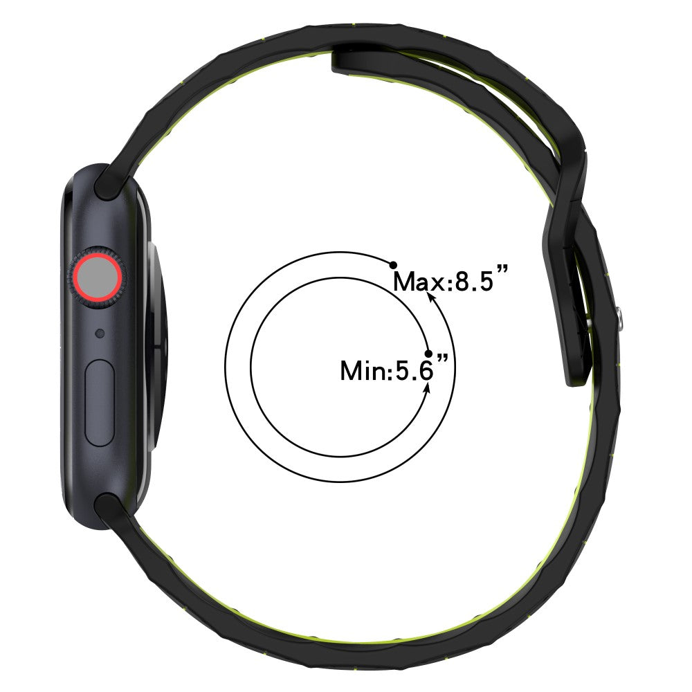 Apple Watch Series 9 45mm / Ultra 2 football pattern silicone strap - Black +Lime#serie_1