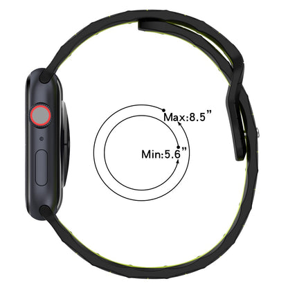 Apple Watch Series 9 45mm / Ultra 2 football pattern silicone strap - Black +Lime#serie_1