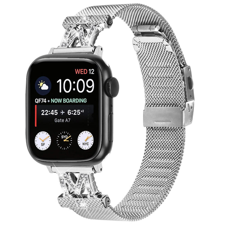 Godt Metal Og Rhinsten Universal Rem passer til Apple Smartwatch - Sølv#serie_025