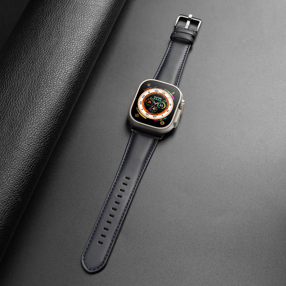 Skøn Metal Og Kunstlæder Universal Rem passer til Apple Smartwatch - Blå#serie_2