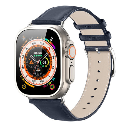 Skøn Metal Og Kunstlæder Universal Rem passer til Apple Smartwatch - Blå#serie_2