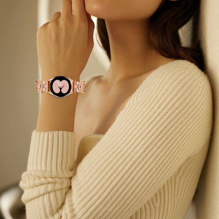 Stilfuld Metal Og Rhinsten Universal Rem passer til Samsung Smartwatch - Pink#serie_2