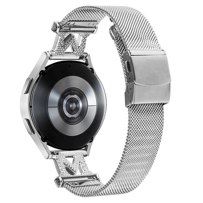 Vildt Fed Metal Og Rhinsten Universal Rem passer til Smartwatch - Sølv#serie_055
