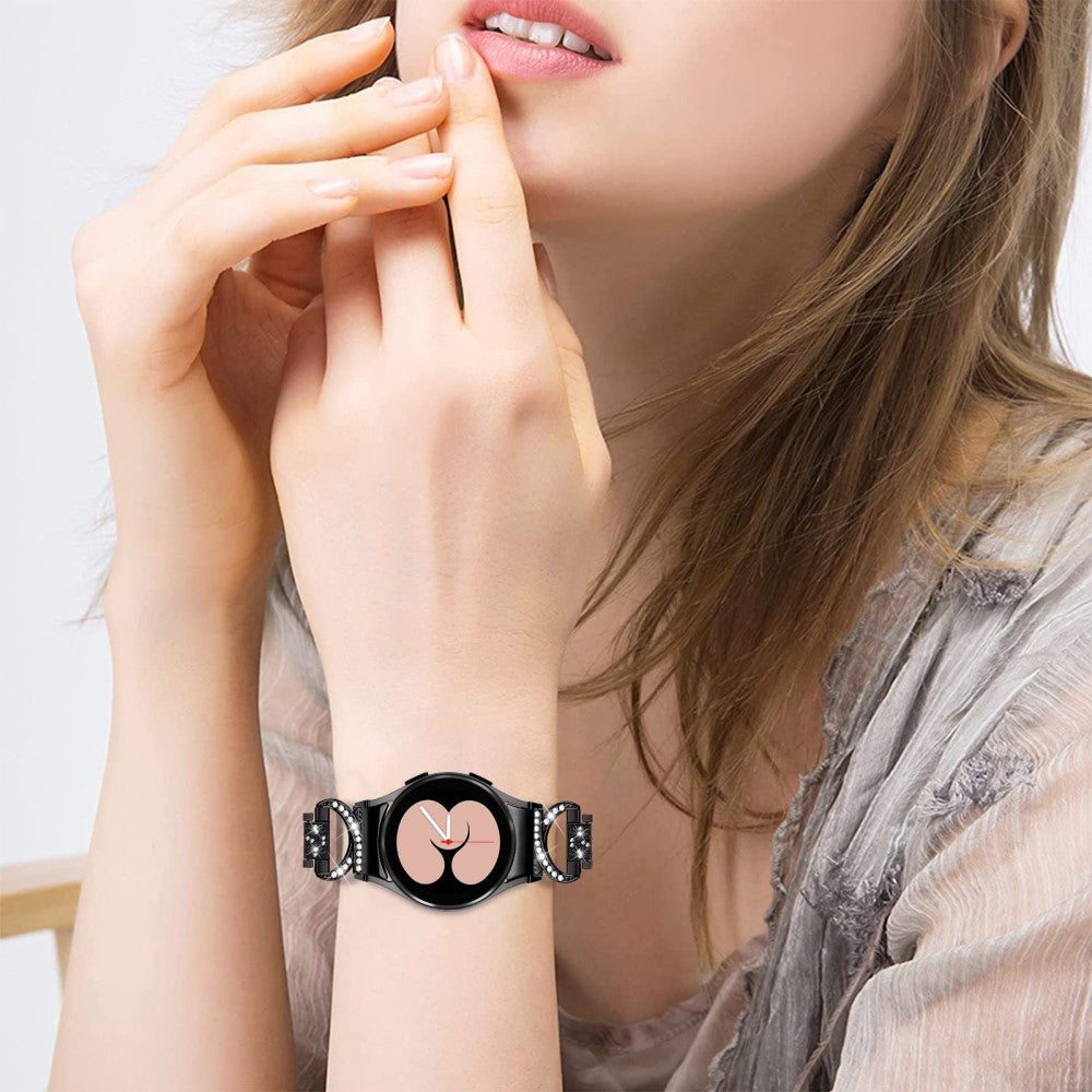 Holdbart Metal Og Rhinsten Universal Rem passer til Samsung Smartwatch - Sort#serie_1