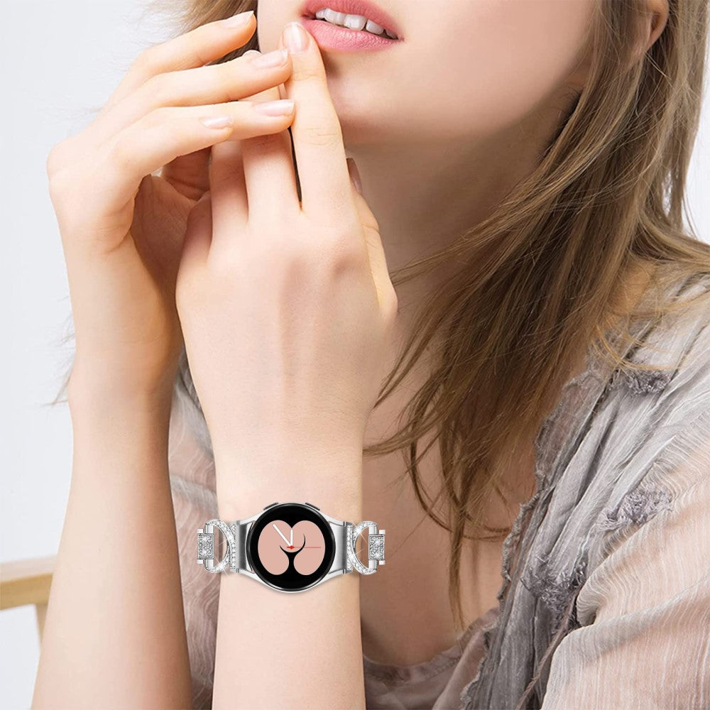 Holdbart Metal Og Rhinsten Universal Rem passer til Samsung Smartwatch - Sølv#serie_5