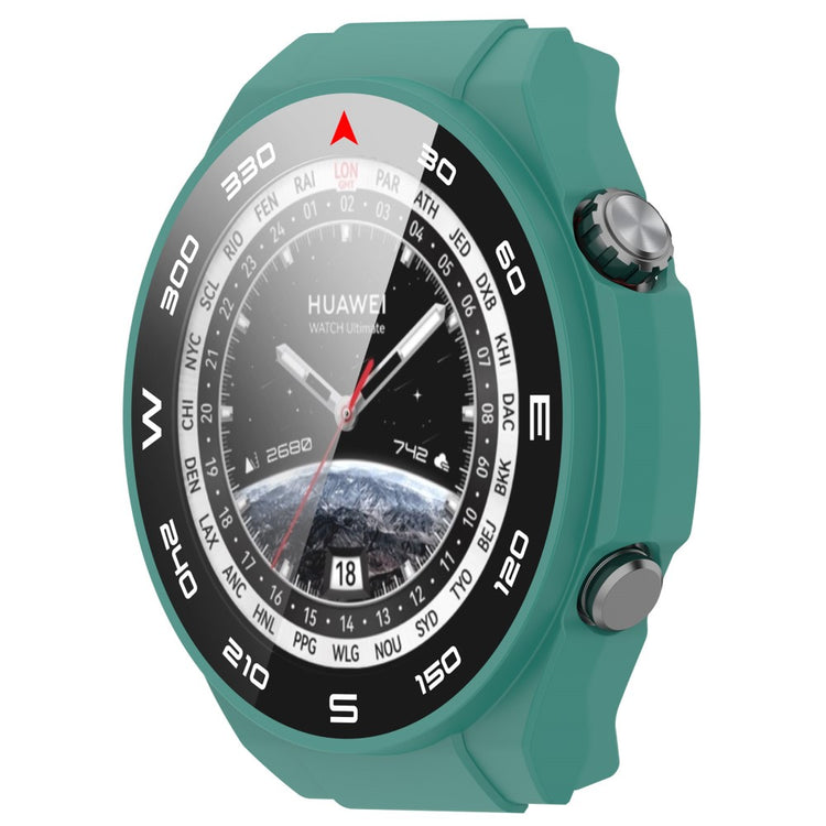 Vildt Godt Cover med Skærmbeskytter i Plastik og Hærdet Glas passer til Huawei Watch Ultimate - Grøn#serie_2