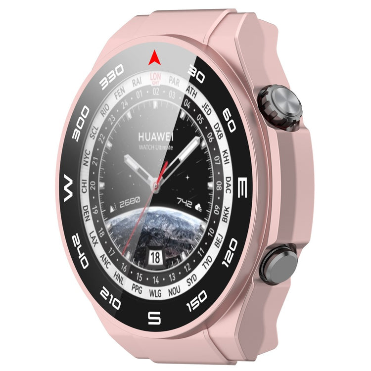 Vildt Godt Cover med Skærmbeskytter i Plastik og Hærdet Glas passer til Huawei Watch Ultimate - Pink#serie_4