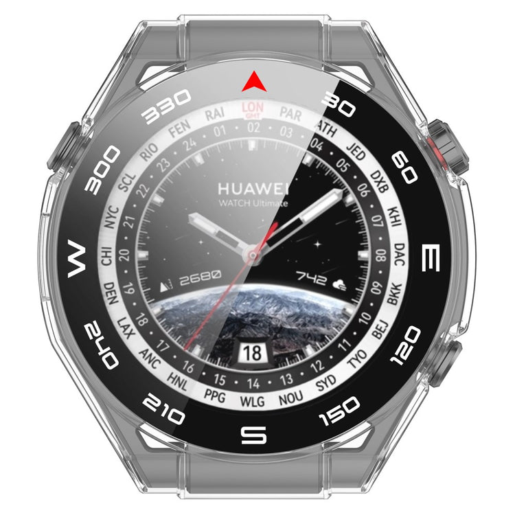 Vildt Godt Cover med Skærmbeskytter i Plastik og Hærdet Glas passer til Huawei Watch Ultimate - Gennemsigtig#serie_5