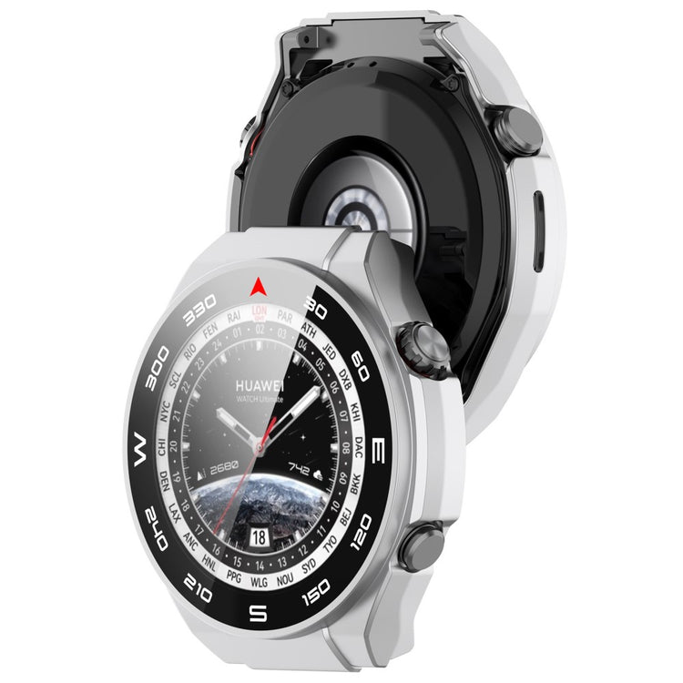 Vildt Godt Cover med Skærmbeskytter i Plastik og Hærdet Glas passer til Huawei Watch Ultimate - Sølv#serie_8