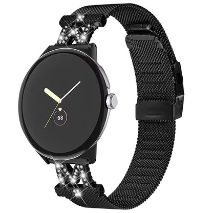 Super Nydelig Metal Og Rhinsten Rem passer til Google Pixel Watch - Sort#serie_163