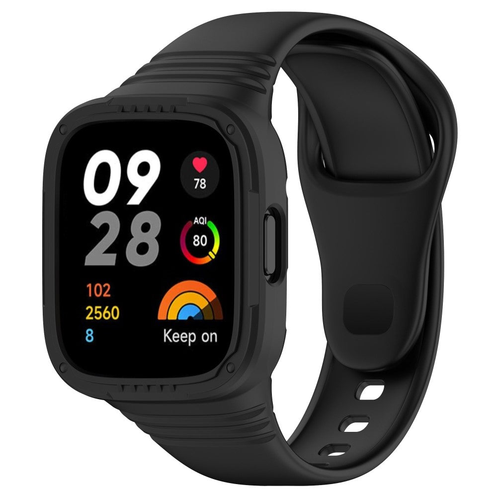 Vildt Elegant Silikone Rem passer til Xiaomi Redmi Watch 3 - Sort#serie_1