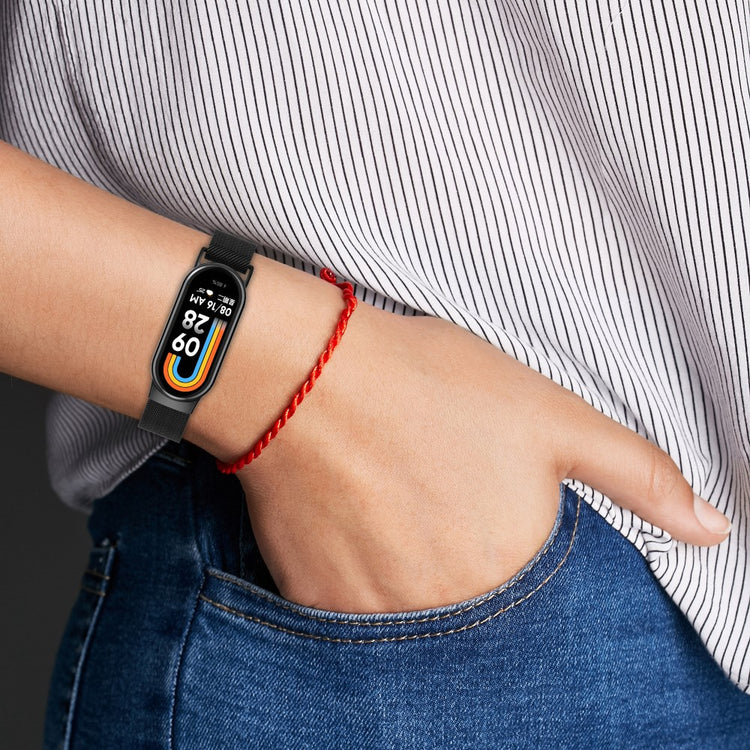 Vildt Nydelig Metal Rem passer til Xiaomi Smart Band 8 - Sort#serie_1