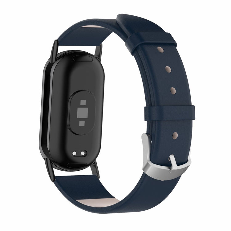 Stilren Ægte Læder Rem passer til Xiaomi Smart Band 8 - Sort#serie_1