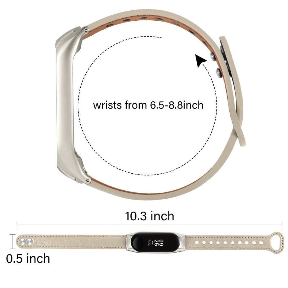 Mega Komfortabel Ægte Læder Rem passer til Xiaomi Smart Band 8 - Beige#serie_7