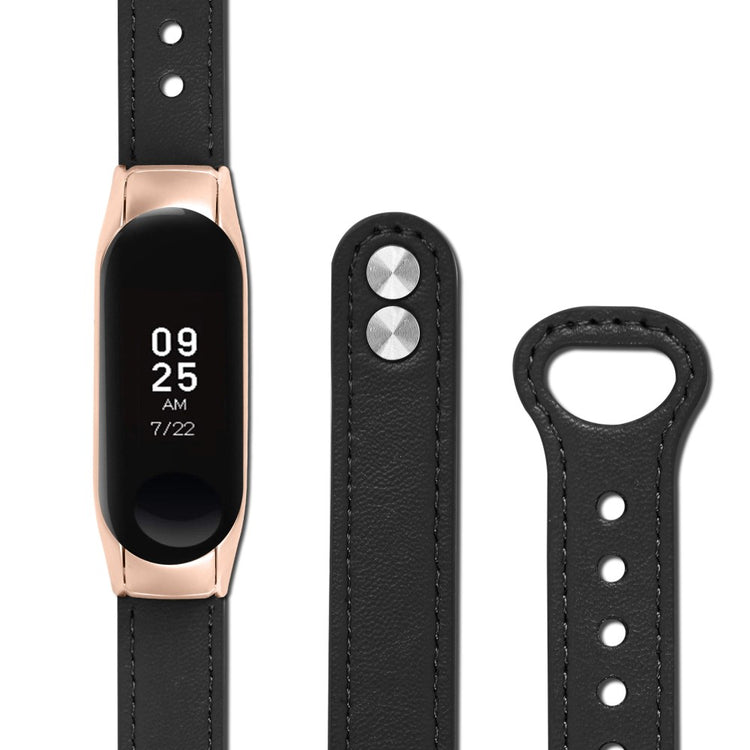 Mega Nydelig Ægte Læder Rem passer til Xiaomi Smart Band 8 - Sort#serie_2