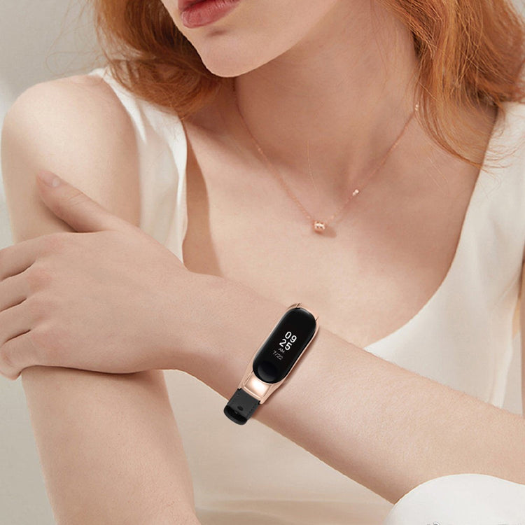 Mega Nydelig Ægte Læder Rem passer til Xiaomi Smart Band 8 - Sort#serie_2