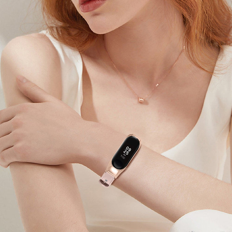 Mega Nydelig Ægte Læder Rem passer til Xiaomi Smart Band 8 - Pink#serie_4