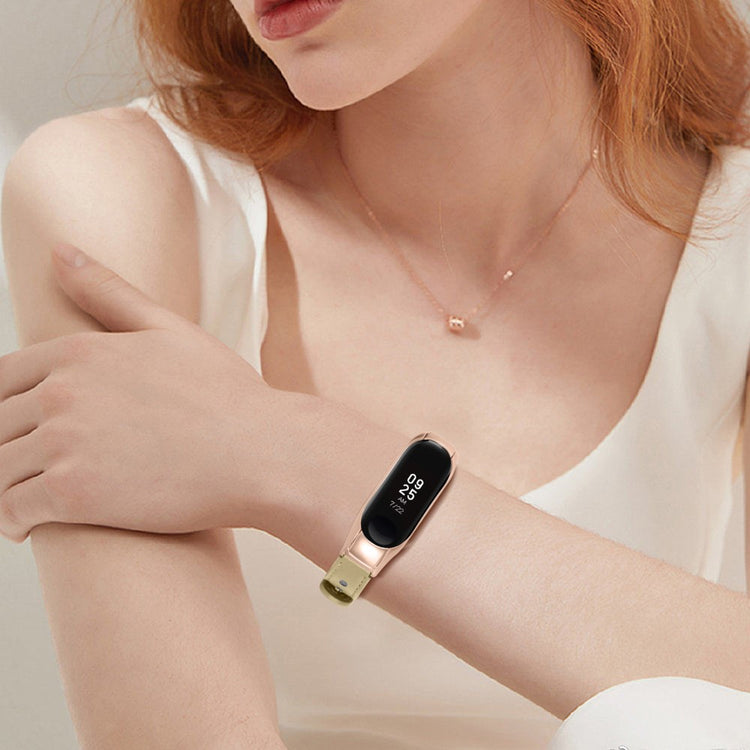 Mega Nydelig Ægte Læder Rem passer til Xiaomi Smart Band 8 - Beige#serie_5