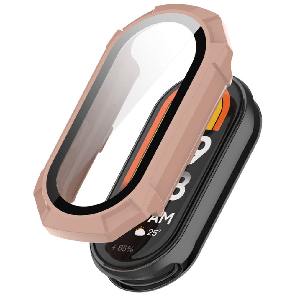 Super Fint Cover med Skærmbeskytter i Plastik og Hærdet Glas passer til Xiaomi Smart Band 8 - Pink#serie_1