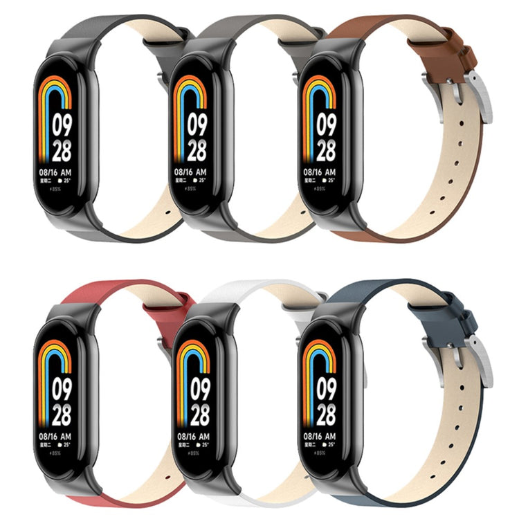 Flot Ægte Læder Rem passer til Xiaomi Smart Band 8 - Hvid#serie_2