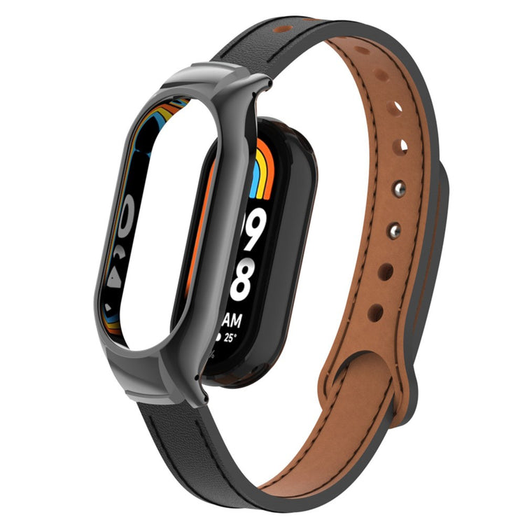 Cool Metal Og Kunstlæder Rem passer til Xiaomi Smart Band 8 - Sort#serie_2