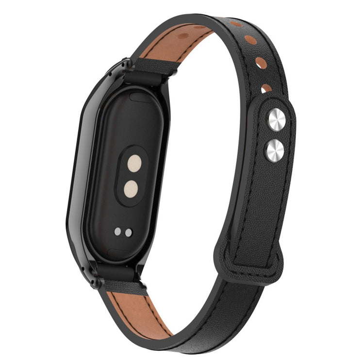 Cool Metal Og Kunstlæder Rem passer til Xiaomi Smart Band 8 - Sort#serie_2