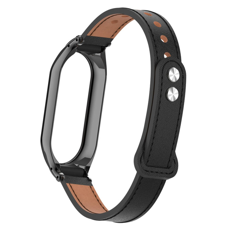 Cool Metal Og Kunstlæder Rem passer til Xiaomi Smart Band 8 - Sort#serie_2