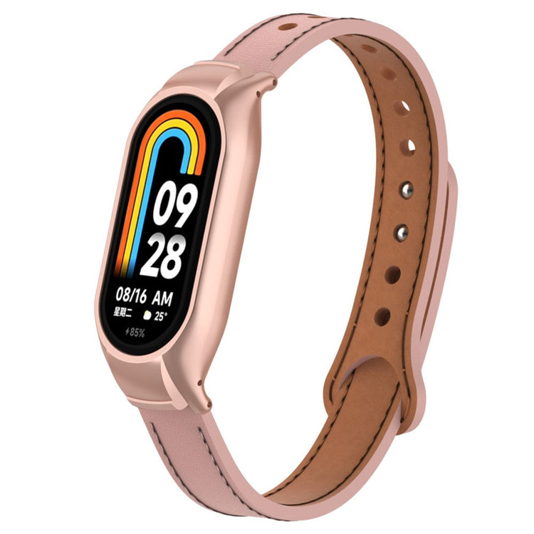 Cool Metal Og Kunstlæder Rem passer til Xiaomi Smart Band 8 - Pink#serie_4