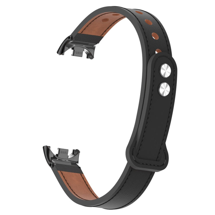 Vildt Rart Ægte Læder Rem passer til Xiaomi Smart Band 8 - Sort#serie_4