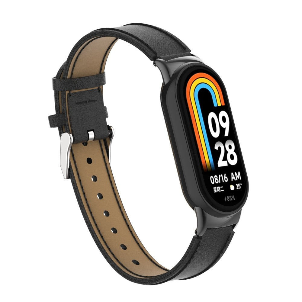 Mega Godt Kunstlæder Cover passer til Xiaomi Smart Band 8 - Sort#serie_1