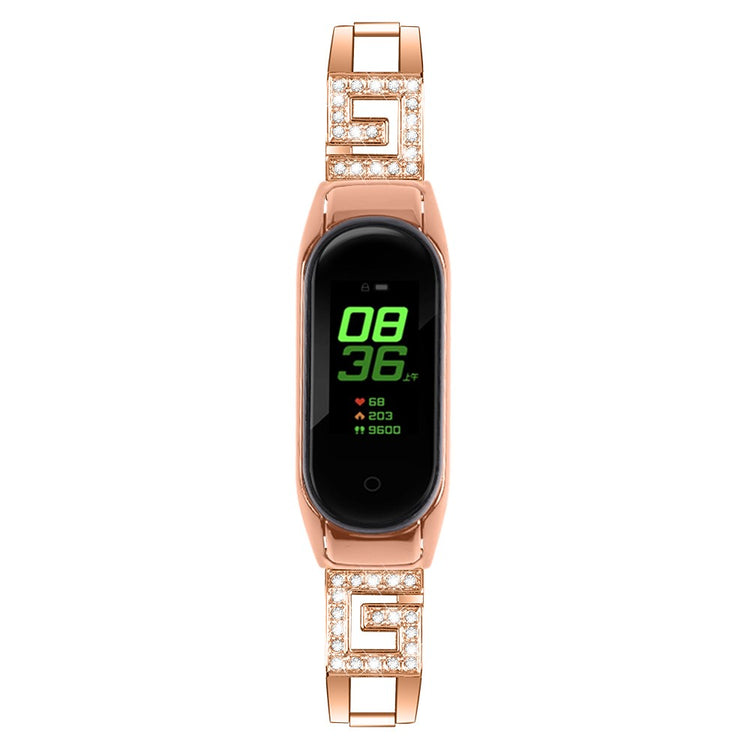 Super Sejt Metal Og Rhinsten Rem passer til Xiaomi Smart Band 8 - Pink#serie_2