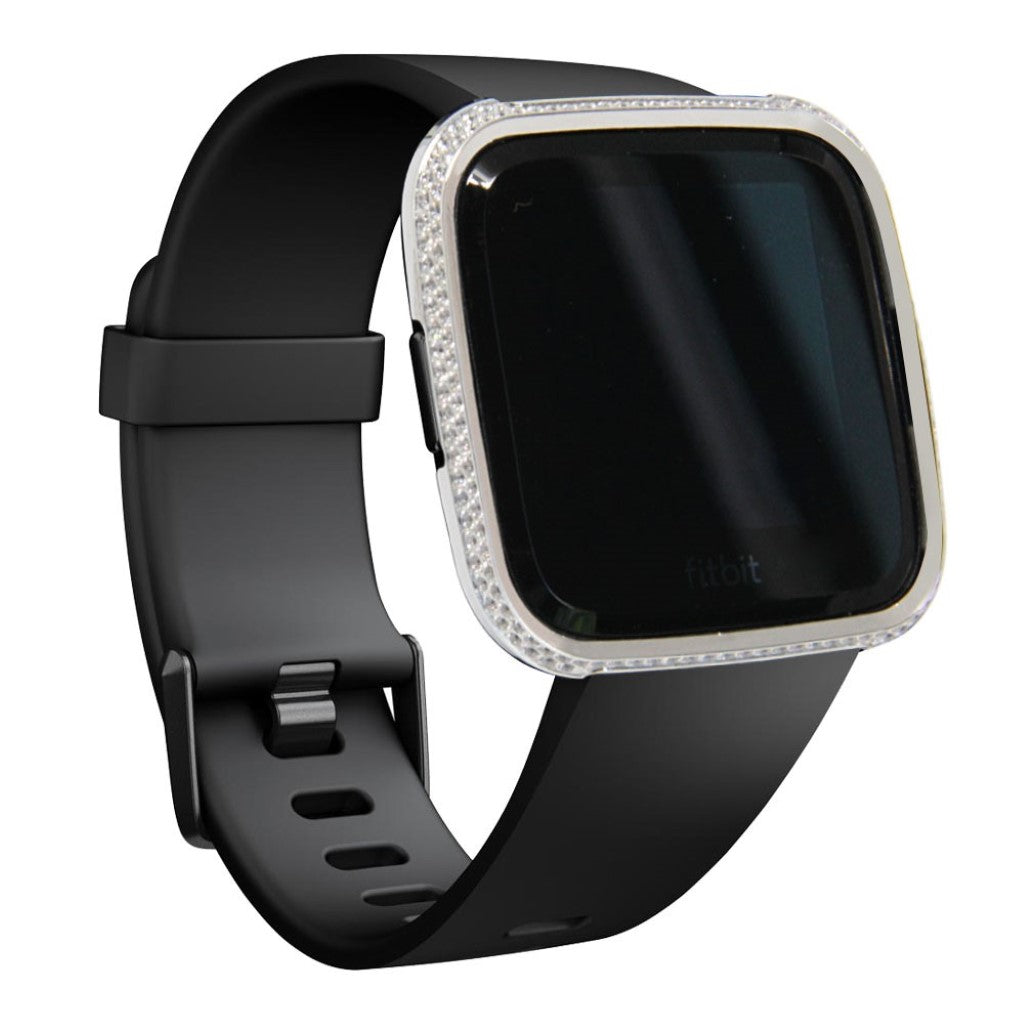 Mega Fed Fitbit Versa Metal og Rhinsten Cover - Sølv#serie_3