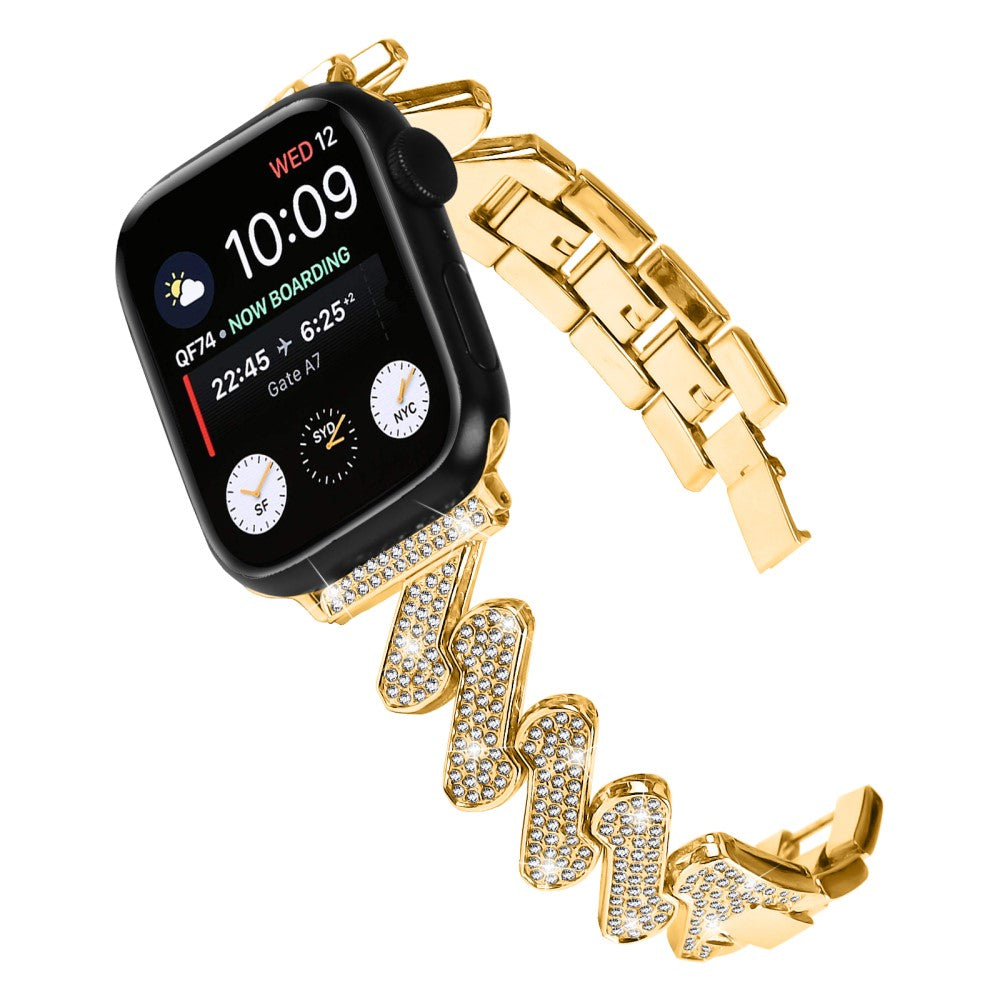 Metal Og Rhinsten Universal Rem passer til Fitbit Sense 1 / Fitbit Versa 3 - Guld#serie_2