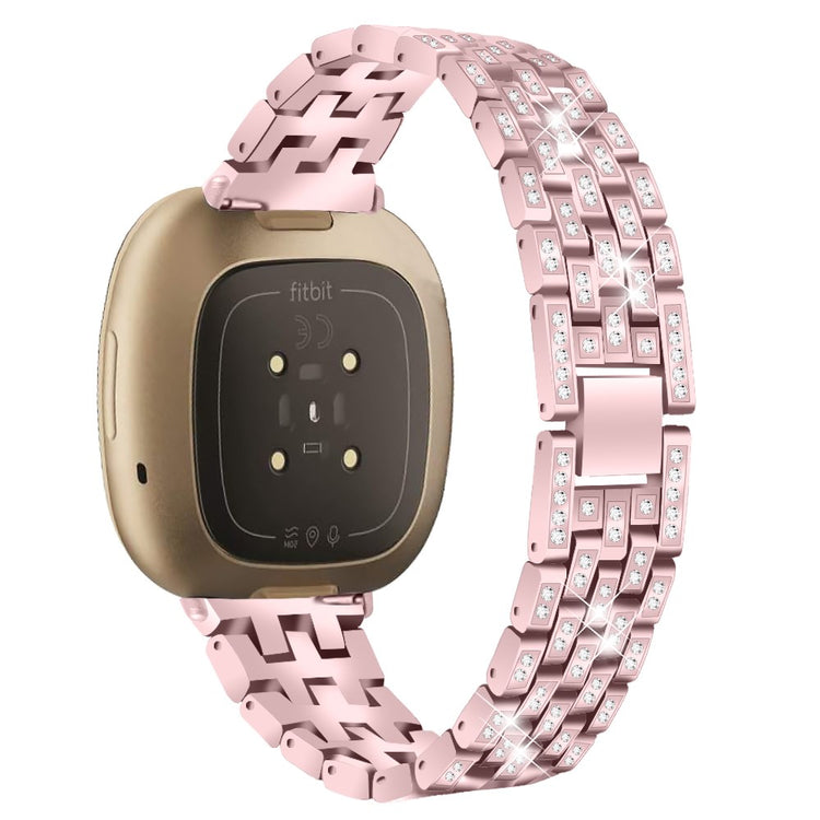 Metal Og Rhinsten Universal Rem passer til Fitbit Sense 2 / Fitbit Versa 4 - Pink#serie_2