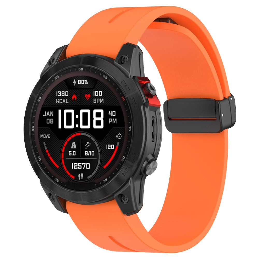 Mega Skøn Metal Og Silikone Universal Rem passer til Garmin Smartwatch - Orange#serie_4