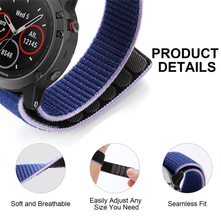 Superflot Nylon Universal Rem passer til Smartwatch - Sort#serie_5