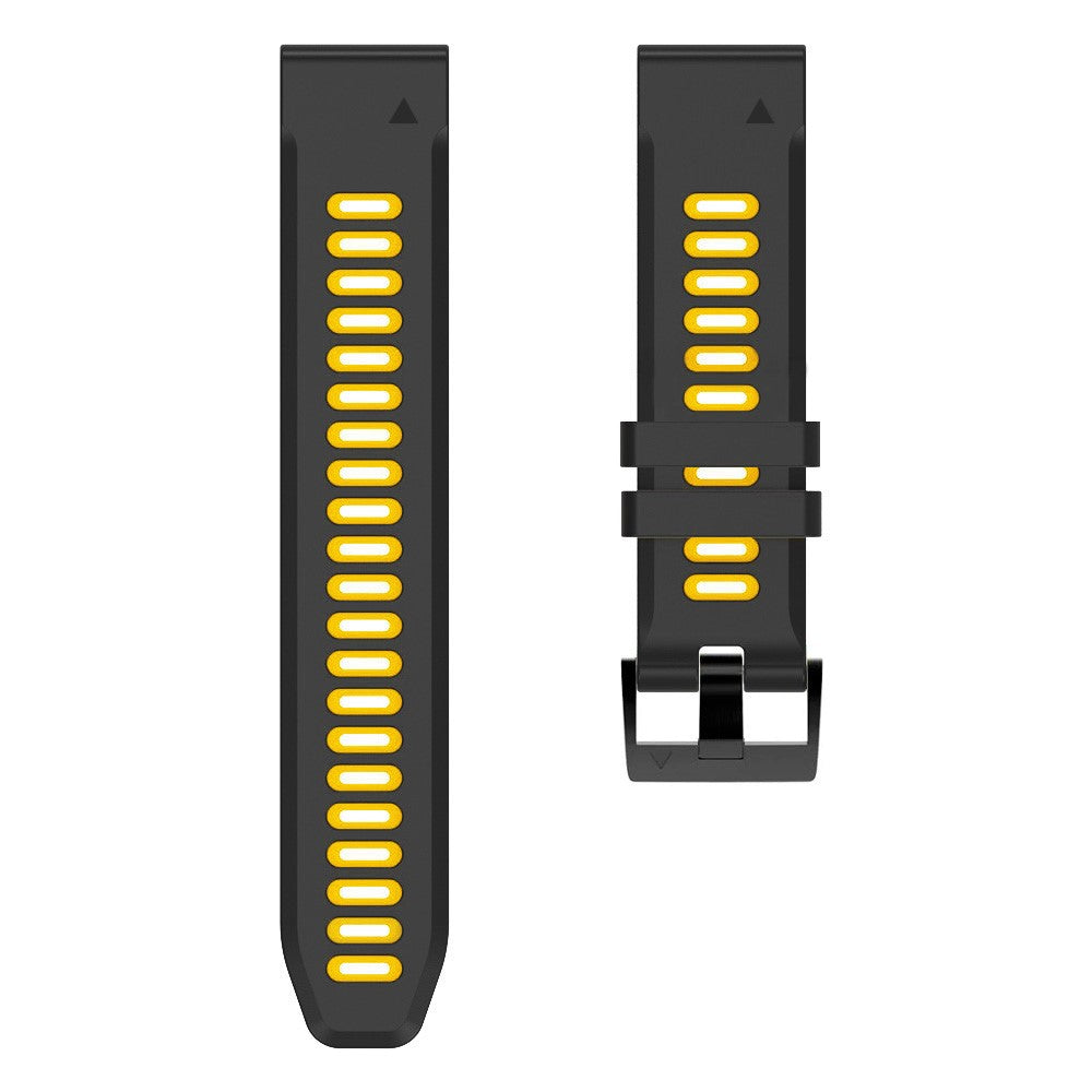 22mm dual-color silicone strap for Amazfit / Garmin / Coros watch - Black+Yellow#serie_4