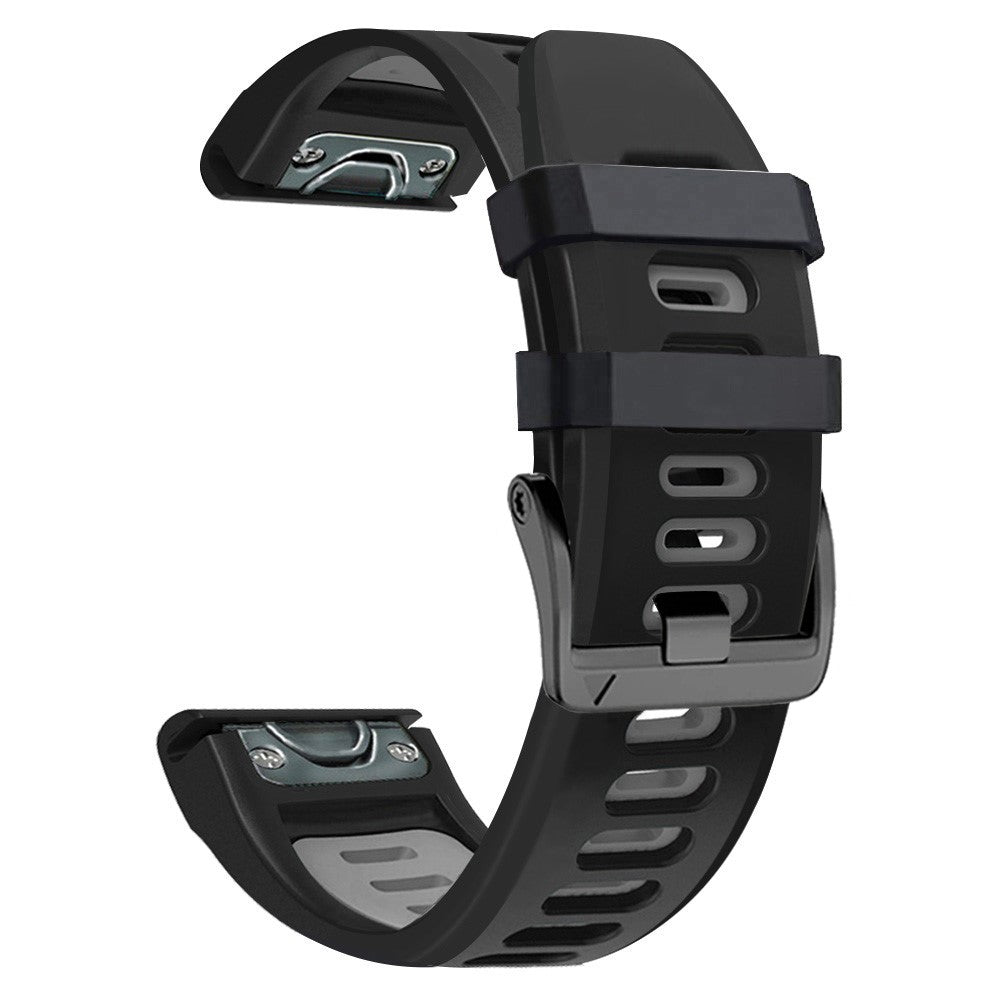 22mm dual-color silicone strap for Amazfit / Garmin / Coros watch - Black+Grey#serie_5