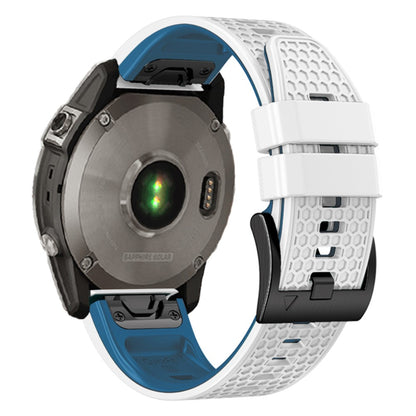 22mm dual-color honeycomb style silicone strap for Amazfit / Garmin / Coros watch - White+Blue#serie_2