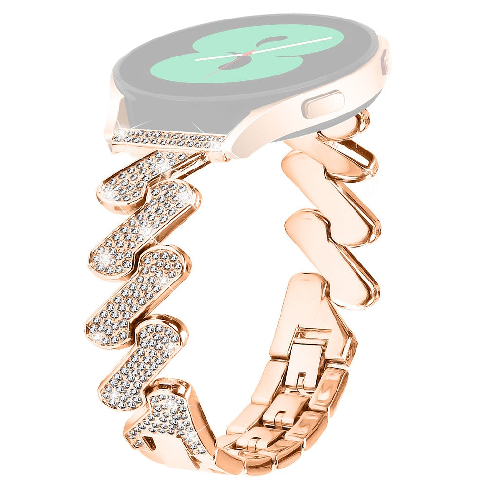 Fed Metal Og Rhinsten Rem passer til Amazfit Cheetah Square - Pink#serie_3