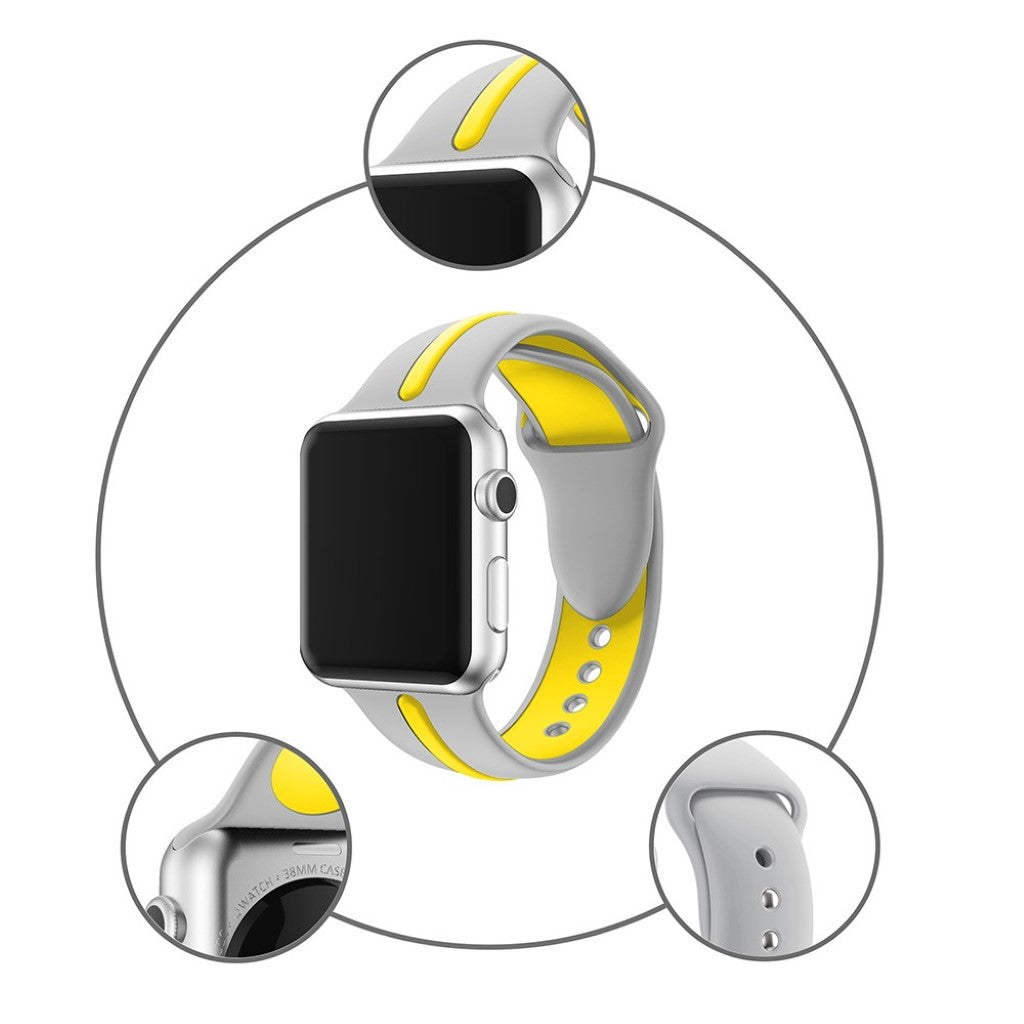 Fed Apple Watch Series 1-3 38mm Silikone Rem - Gul#serie_5