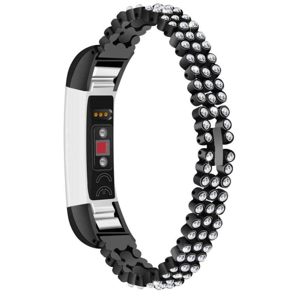 Super nydelig Fitbit Alta HR Metal og Rhinsten Rem - Sort#serie_3