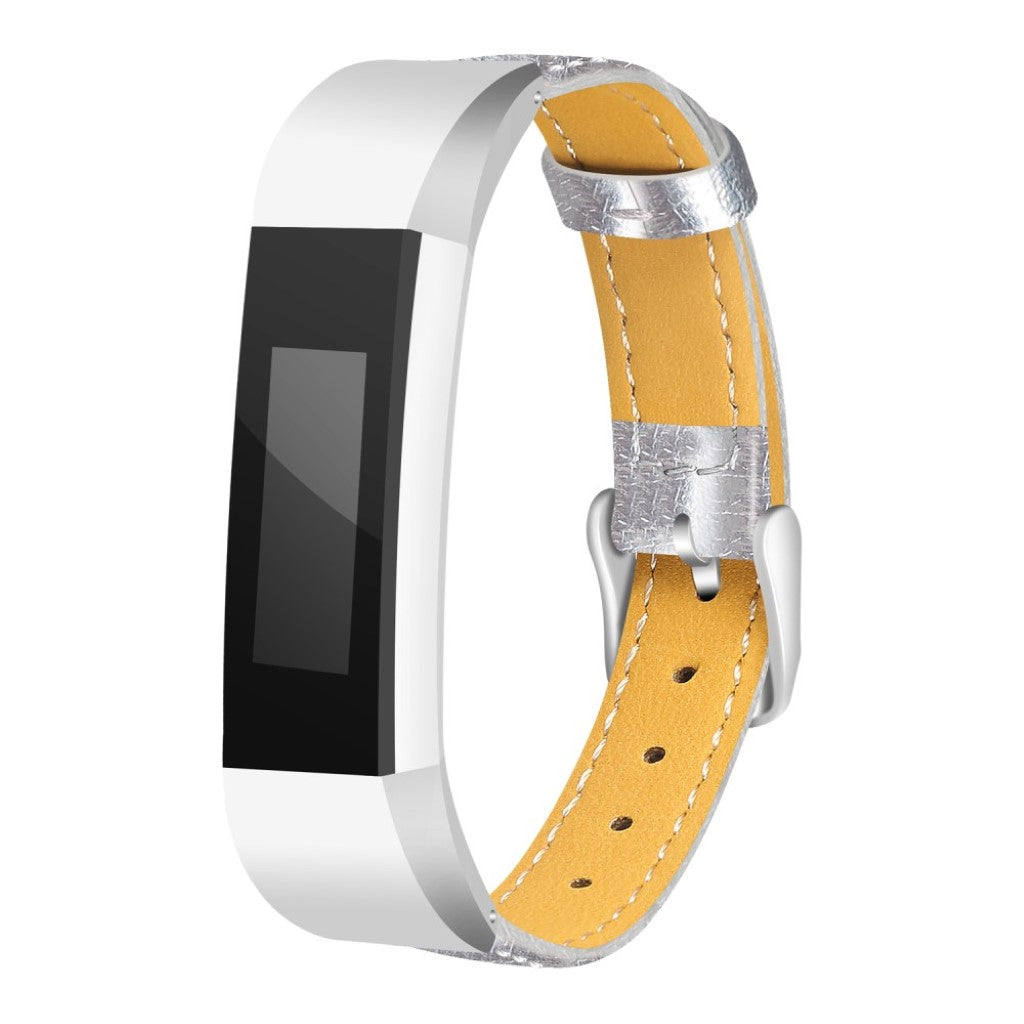 Super cool Fitbit Alta HR Ægte læder Rem - Sølv#serie_6